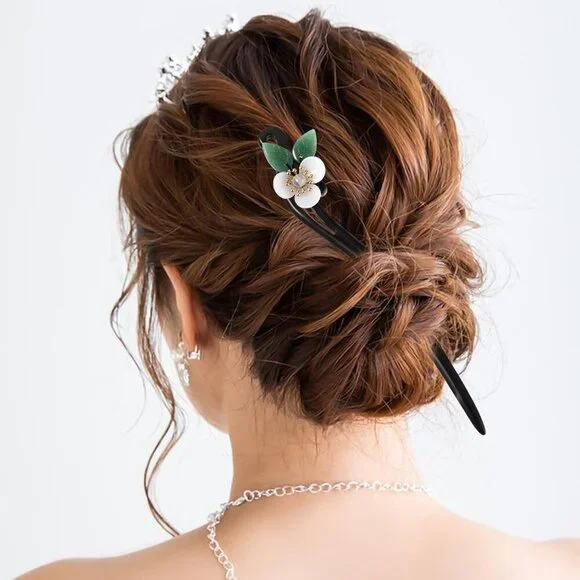 Vintage Flower Hair Stick Chinese Wood Stylish Elegant Hair Accessory Women Girl - Picture 5 of 9